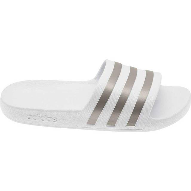 adidas Unisex - Vuxen Adilette Aqua Sporttofflor, Ftwr White/Platin Met./Ftwr White, 47 EU