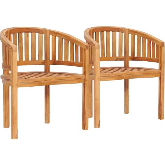 vidaXL Banana Chairs 2 pcs Solid Teak Wood, Brown