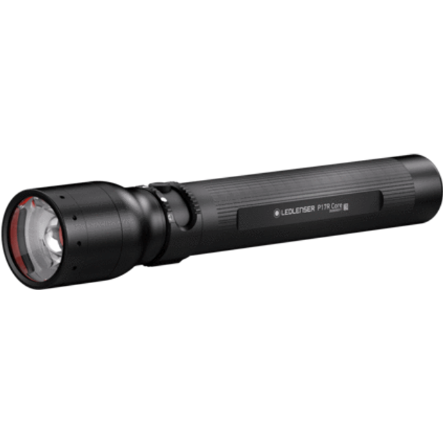 Ledlenser P17R Core, stor LED-ficklampa, 1200 lumen, laddningsbar med litiumbatteri LiFePO, fokuserbar, 560m, konstant ljus, upp till 200 timmars drifttid, magnetisk laddningskabel och laddstation