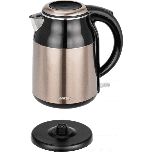 MPM MCZ-91M Elektrisk vattenkokare, kapacitet 1,7 L, BPA-fri, trådlös 360 º utan kabel, antikalkfilter, automatisk avstängning, 2 000 W, 2 000, 1,7 liter, svart/rostfritt stål