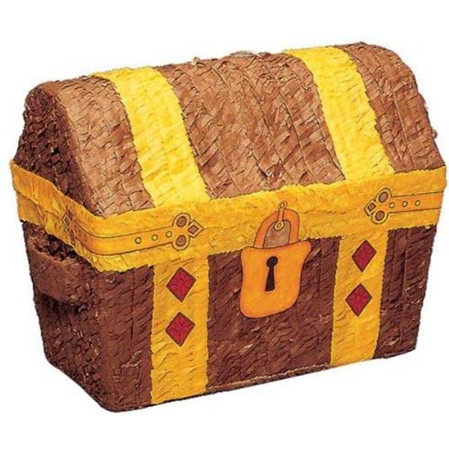 Pinata Schatztruhe 30x21x31cm f.Piratenparty Schatzsuche + Piratenspiel Kinder