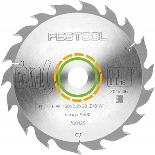Festool Standard Wood Cutting Saw Blade 160mm 18T 20mm