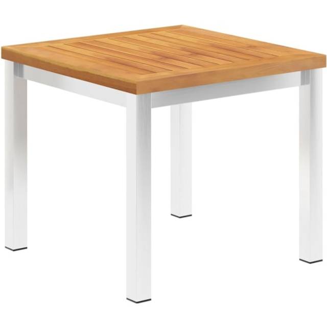 vidaXL Garden Side Table 45x45x38 cm Solid Acacia Wood and Stainless Steel - Brown