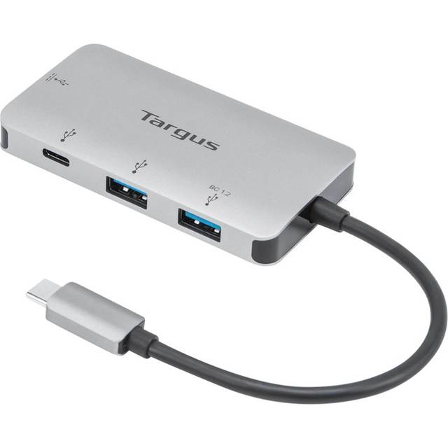 Targus USB-C multiport-hubb med 2 x USB-A och 2 x USB-C-portar med 100 W PD-genomströmning, grå (ACH228EU)