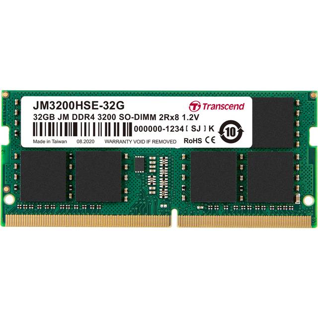 Transcend JetRAM Internminne Laptop Modul DDR4 32 GB 1 x 32 GB 3200 MHz 260-polig SO-DIMM JM3200HSE-32G