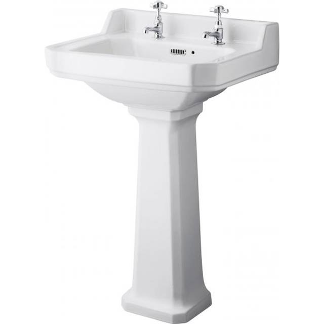 Hudson Reed Richmond Basin with 2 Tap Holes and Full Pedestal | White | Vitreous China | 560mm