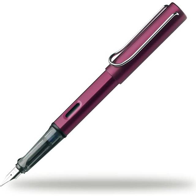 LAMY Black Purple Fountain Pen Ergonomic Grip and Steel Nib Size M Lightweight Aluminum Body Includes LAMY T10 Blue Cartridge AL-star - Left-Handed