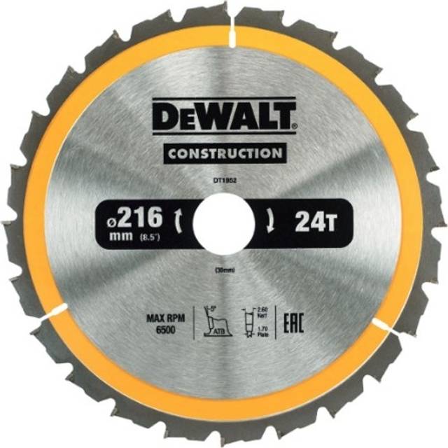 DeWalt Construction Circular Saw Blade 160mm 30T 20mm