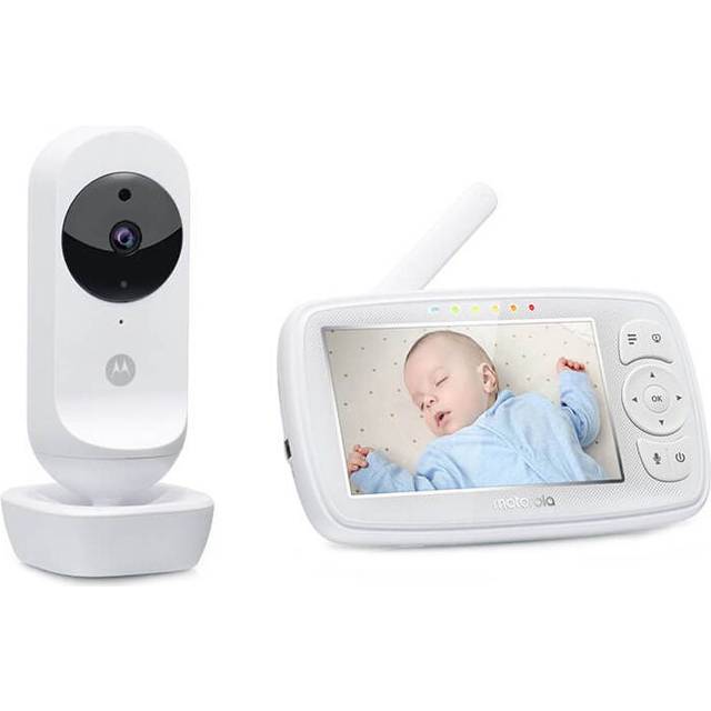 Motorola Baby VM44 Connect - Wifi-babyvakt m. kamera - 4,3tums (4.3inch) babyvakt m. video och HD-skärm - Appen Motorola Nursery - Mörkerseende, vaggvisor, mikrofon, rumstemperaturövervakning - Vit