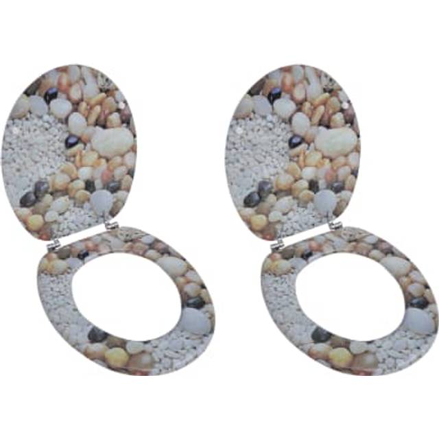 vidaXL Toilet Seats with Lids 2 pcs MDF Pebbles - Multicolour