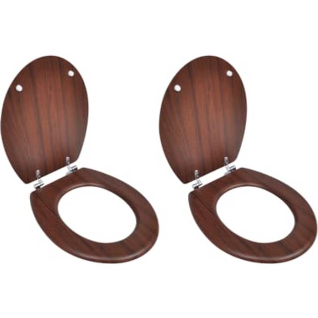 vidaXL Toilet Seats with Lids 2 pcs MDF Brown