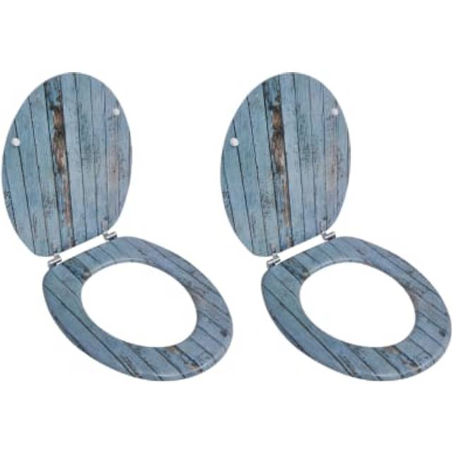 Toalettsitsar med lock 2 st MDF vintage trä