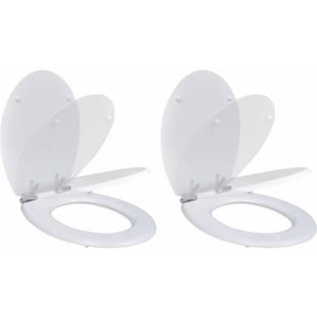 vidaXL Toilet Seats with Soft Close Lids 2 pcs MDF White