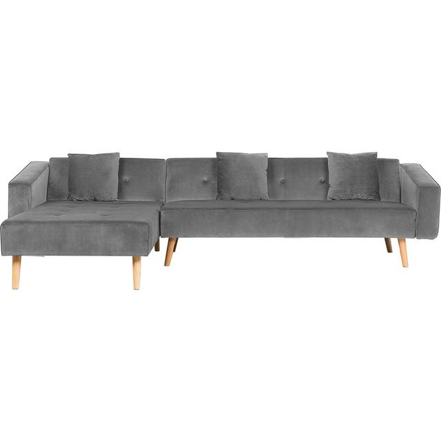 Right Hand Velvet Corner Sofa Bed Black VADSO