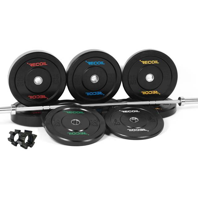 Skivstångsset 170kg, Bumper Plates Premium - Recoil