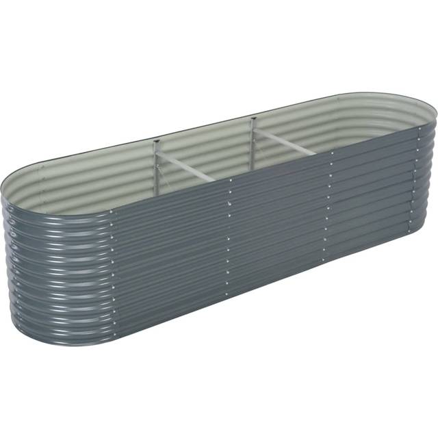 Odlingslåda upphöjd galvaniserat stål 320x80x81 cm silver
