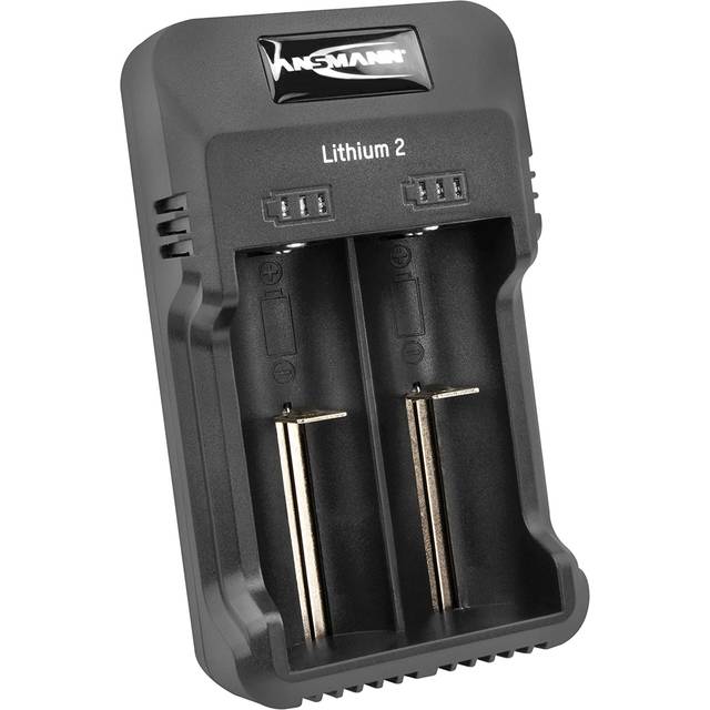 Ansmann Universell batteriladdare litium 2 för 18650 21700 26650 22650 18350 17670 17500 celler och mycket mer. + NiMH batteri AA/AAA – batteriladdare för Li-Ion och NiMH/NiCd-batterier,