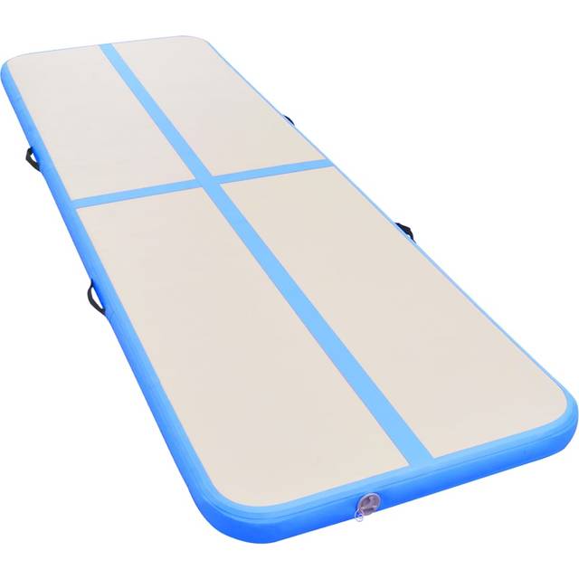 vidaXL Inflatable Gymnastics Mat with Pump 600x100x10 cm PVC Blue - Grey