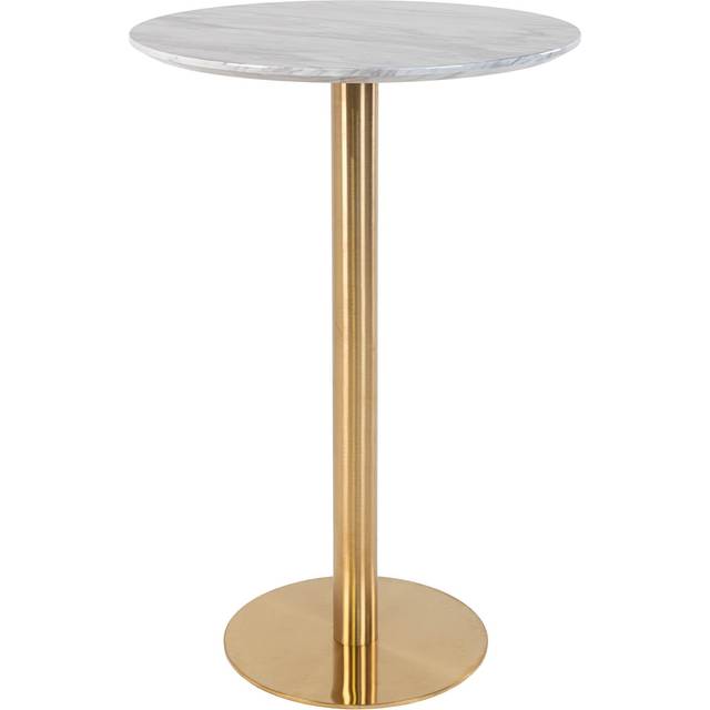 Bar table with marble-look top and brass base House Nordic Bolzano - Blanc - 70x70x105 cm