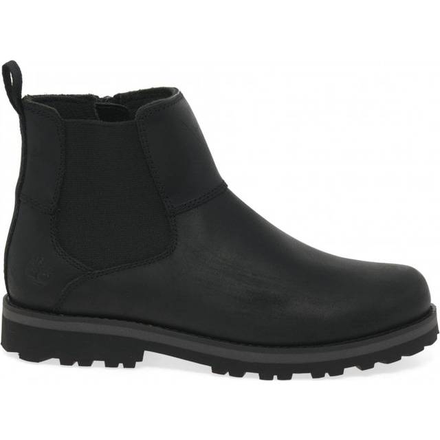 Timberland unisex for kids. TB0A25GV0011 Courma black leather chelsea boots (33), Flat, Zip, Velcro, Casual, children's fashion