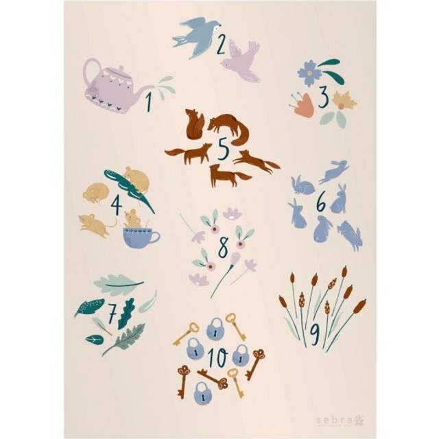 Sebra Väggposter Siffror/Nummer 1-10 Daydream