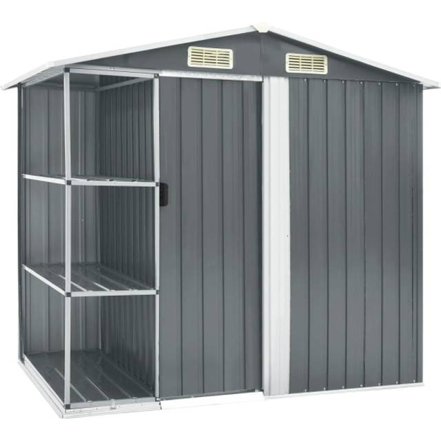 vidaXL Garden Shed with Rack Brown 205x130x183 cm Iron