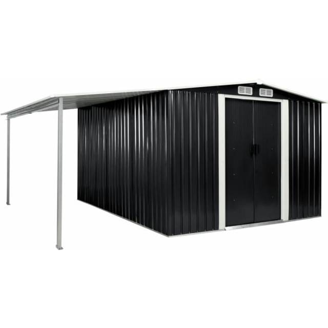 vidaXL Garden Shed with Sliding Doors Green 386x312x178 cm Steel