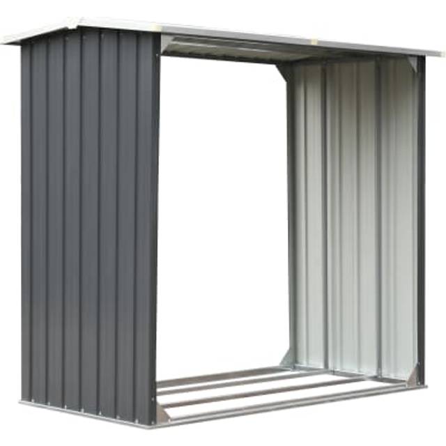 vidaXL Garden Log Storage Shed Galvanised Steel 172x91x154 cm Grey - grey