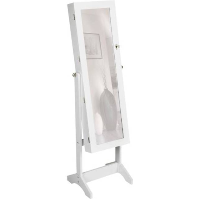 Full-Length Mirror - with hidden jewellery storage, organised, lockable - white