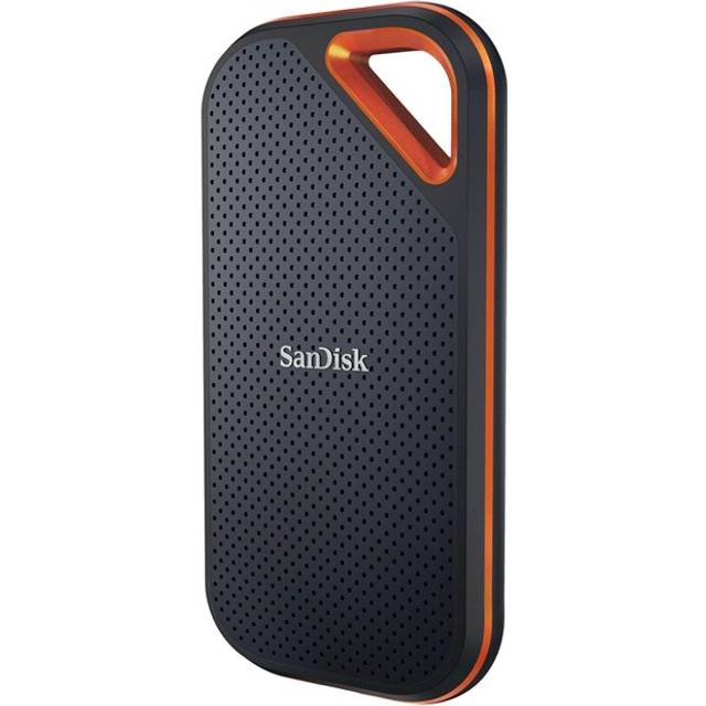 SanDisk 2TB Extreme PRO Bärbar SSD, Extern NVMe Solid State-enhet, upp till 2000 MB/s, IP65-klassad damm- och vattenbeständighet, 256 bitar AES hårdvarukryptering, Svart