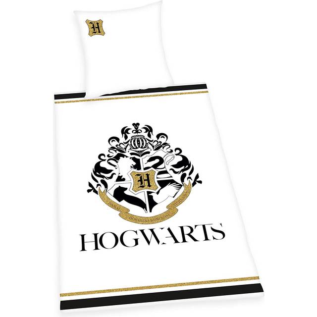Harry Potter Bedlinen - Harry Potter Hogwarts bedding set with gold print - white - Standard