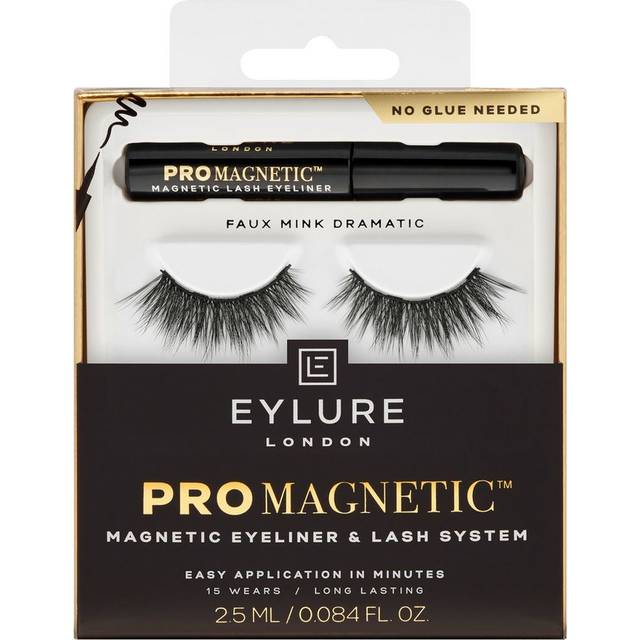 Eylure PROMAGNETIC Magnetic Eyeliner and False Lashes Kit  Faux Mink Dramatic  1 Pair Reusable Eyelashes  No Glue Needed Black