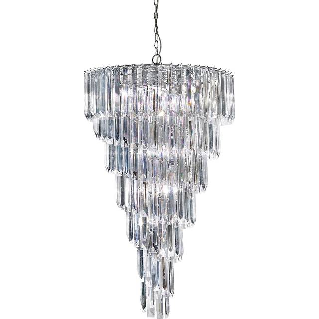 9 Light Chrome Spiral Chandelier With Clear Acrylic Rods