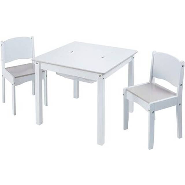 Worlds Apart Table and Chairs Set 3 Pieces White Kids Toddler Furniture Set