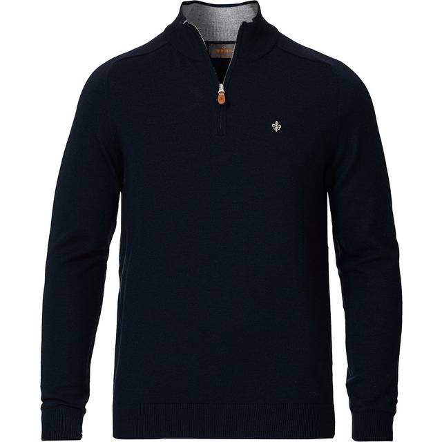 Morris John Merino Half Zip Navy
