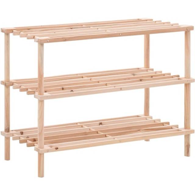 vidaXL 3-Tier Shoe Rack Solid Fir Wood - Beige