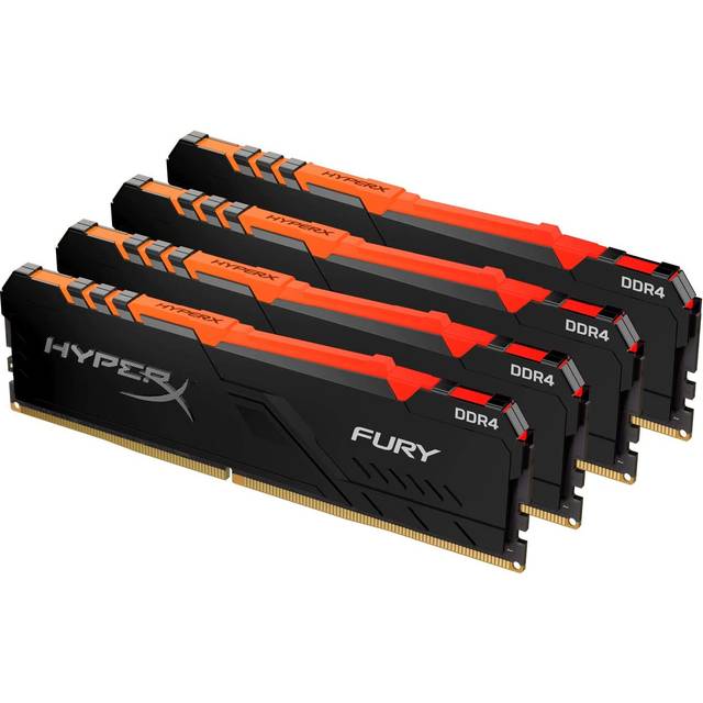 HyperX FURY RGB - DDR4 - sats - 64 GB: 4 x 16 GB - DIMM 288-pin - 3200 MHz / PC4-25600 - CL16 - 1.35 V - ej buffrad - icke ECC - svart