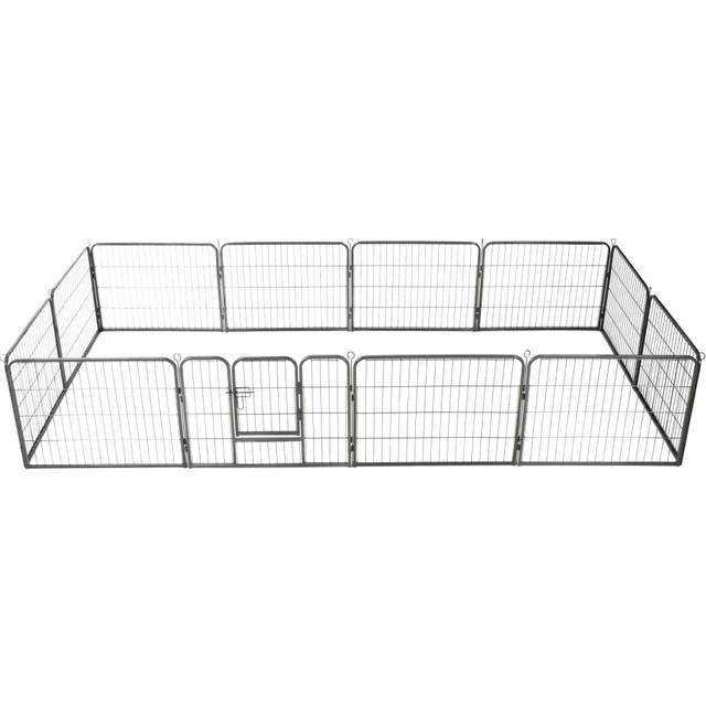 vidaXL Dog Playpen 12 Panels Steel 80X60cm Black, Black