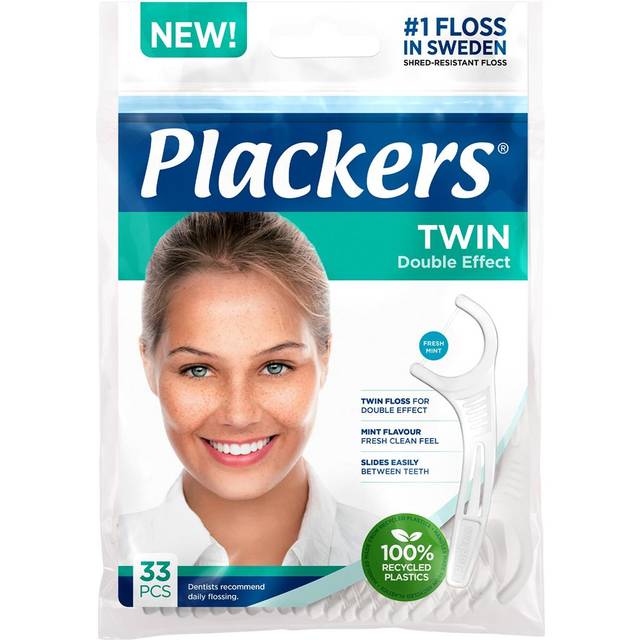 Plackers Twin Double Effect Flossers - 33 st