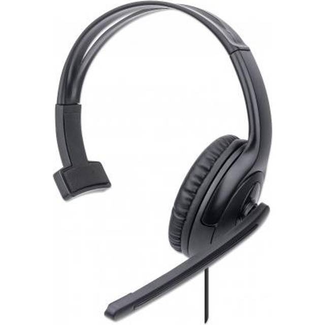 Manhattan Mono Over-Ear Headset (USB), Microphone Boom (padded), Adjustable, In-Line Volume Control, Ear Cushion, cable 1.5m, 3 Year Warranty