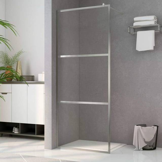 vidaXL Walk-in Shower Wall with Clear ESG Glass 100x195 cm - Silver