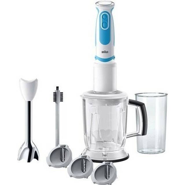 Braun 4191-MQ5260WHBL Stavmixer 1000 W med mätglas, med Shaker, Turbofunktion Vit-blå