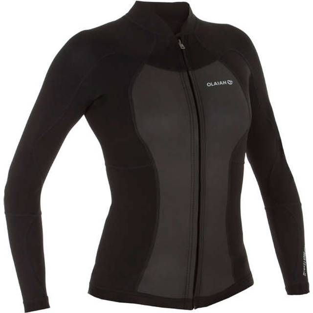 Women’s Neoprene Jacket Advanced Level With 1.5 mm Foam And Front Zip - Black - Black/grey