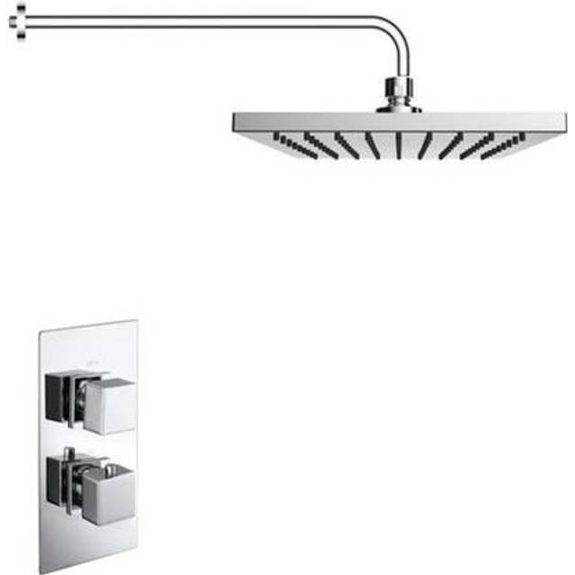 Chrome 1 Outlet Concealed Thermostatic Shower Valve with Dual Control - Cube
