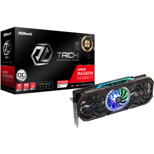 ASRock Radeon RX 6800 XT Taichi X 16G OC - Grafikkort - Radeon RX 6800 XT - 16 GB GDDR6 - PCIe 4.0 x16 - HDMI, 2 x DisplayPort, USB-C