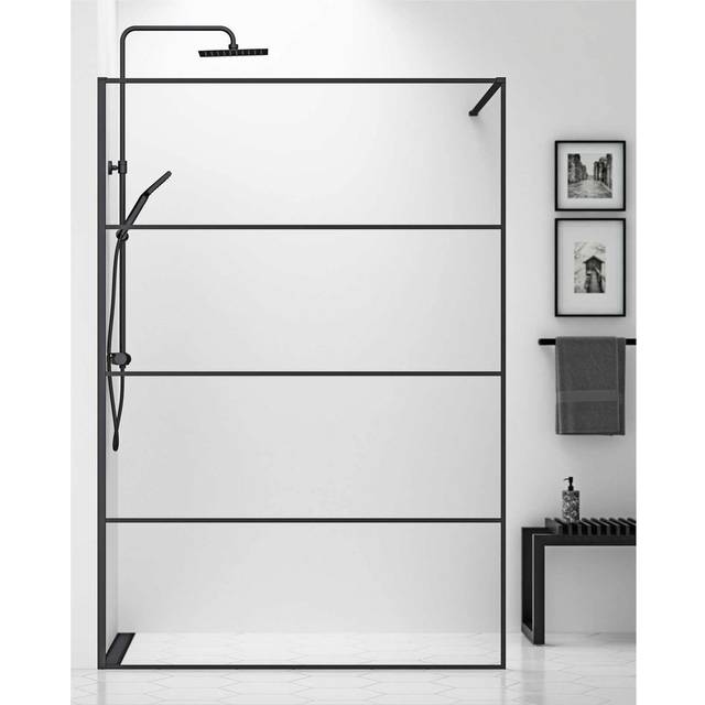 Gustavsberg Square Duschvägg svart med spröjs 140 cm
