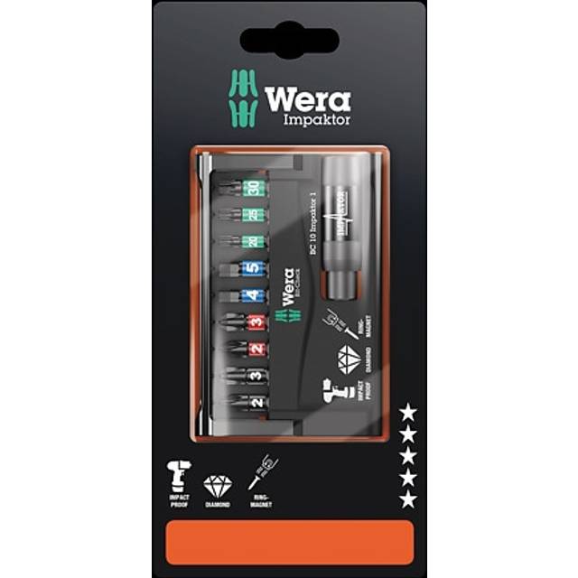Wera 05073980001 Impaktor Diamond Bit Holder and 9-Piece Impact Bi...