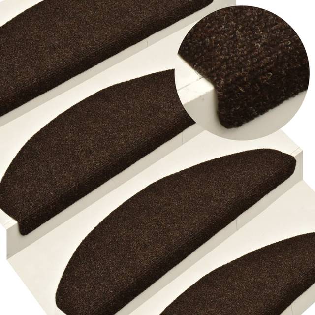 vidaXL Self-adhesive Stair Mats 15 pcs Brown 65x21x4 cm Needle Punch