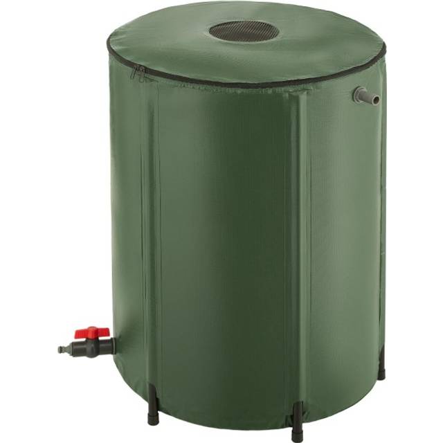 Tectake 250L Foldable Portable Water Butt with Tap and Overflow Protection - Green, Green
