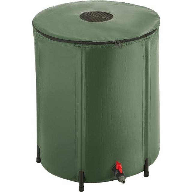 Tectake 200L Foldable Portable Water Butt with Tap and Overflow Protection - Green, Green